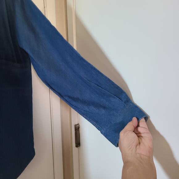 Faconnable Men’s Denim Shirt M Blue Button Down Long Sleeve French Designer - Picture 11 of 11